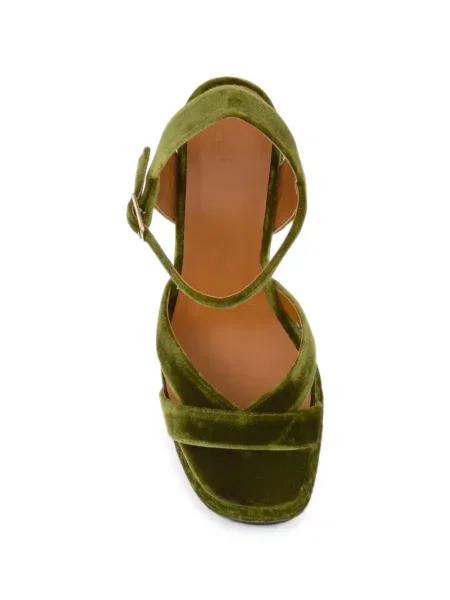Sandale Castaner de catifea verde