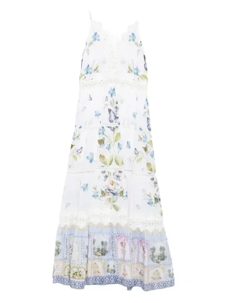 Rochie Camilla cu model floral din dantelă de costum alb