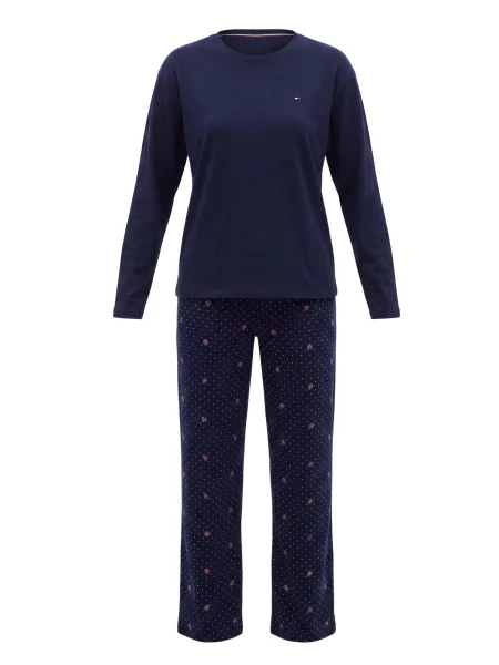 Tommy Hilfiger Underwear Pijama bleumarin / roșu alb