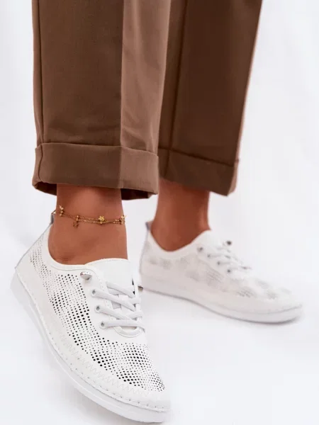 Mocasini S. Barski din piele alb