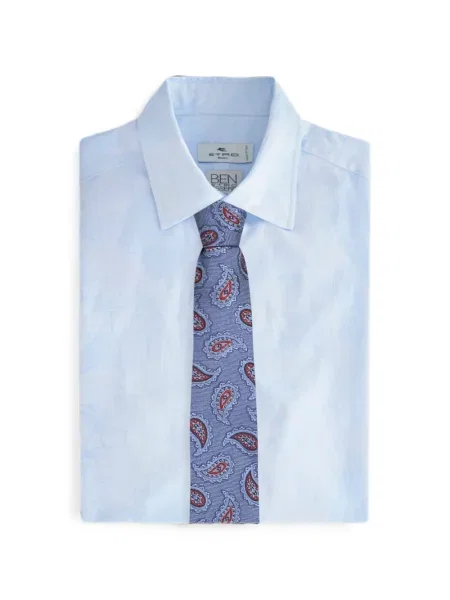 Cravată Etro de mătase cu model paisley albastru