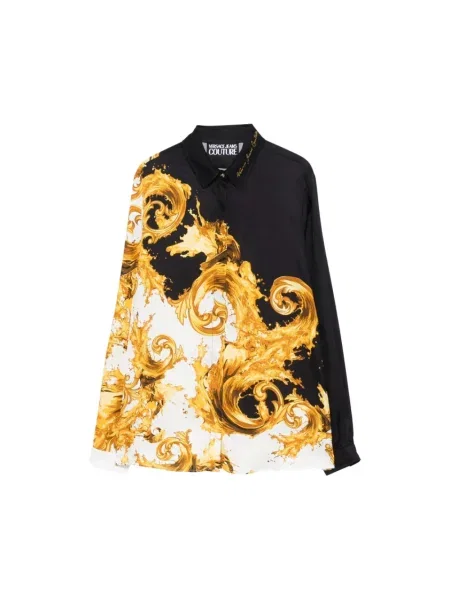 Wielobarwność koszula dżinsowa Versace Jeans Couture z nadrukiem z twillu