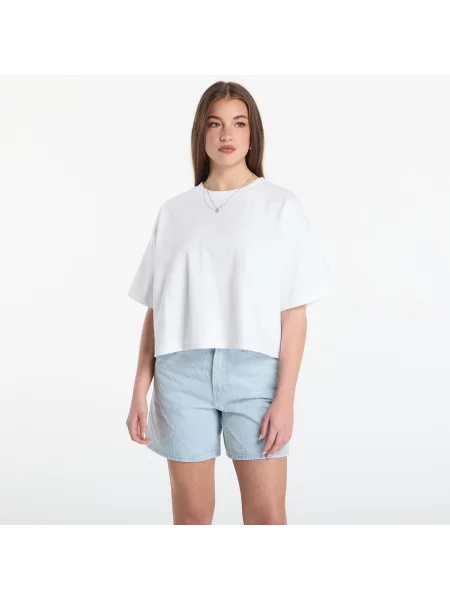 Tricou Calvin Klein Jeans Ss Cropped Boxy Satin Floral Tee Bright White XS alb