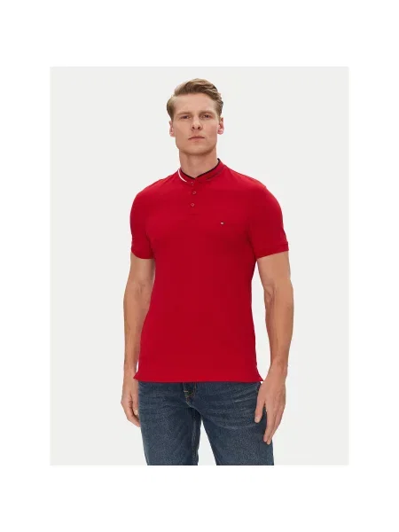 Tommy Hilfiger Polo marškinėliai Mao Slim Fit raudona