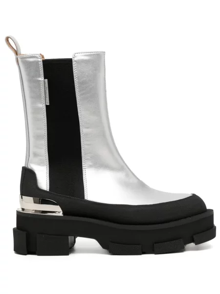 Cizme scurte Both din piele argintiu