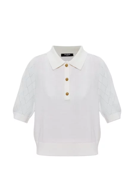 Tricou polo Balmain tricotate alb