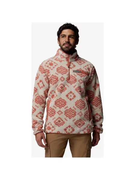 Polar damski Columbia Rugged Ridge High Pile Half Zip beżowy terakota S biała