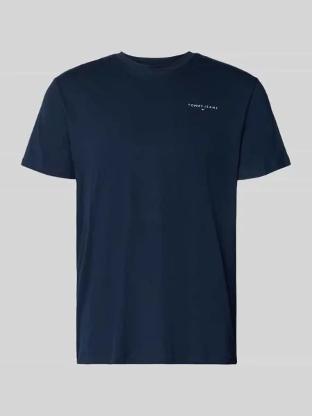 T-shirt o kroju slim fit z czystej bawełny model ‘LINEAR CHEST TEE’ Tommy Jeans granatowa