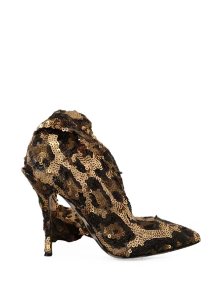 Cizme scurte Dolce & Gabbana cu paiete cu model leopard negru