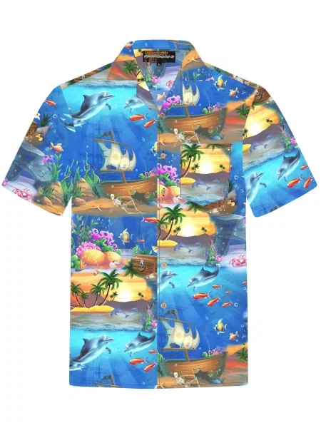 Hawaiihemdshop.de Košulja Hawaiihemd "Ocean of Hawaii"' plava