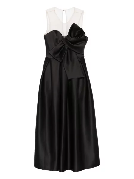 Rochie midi Nissa cu funde până la genunchi de costum negru