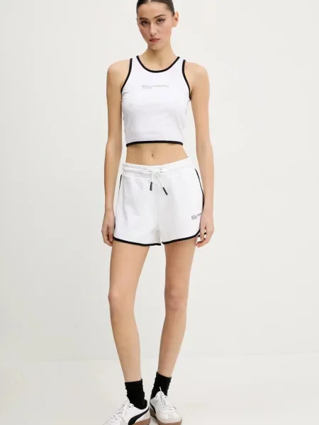 Karl Lagerfeld Jeans szorty gładkie high waist biały