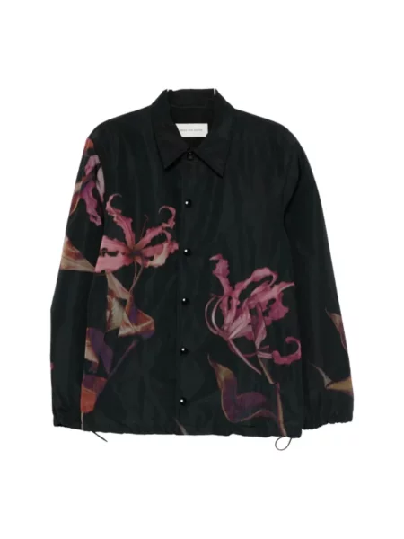 Kurtka Dries Van Noten z nadrukiem czarna