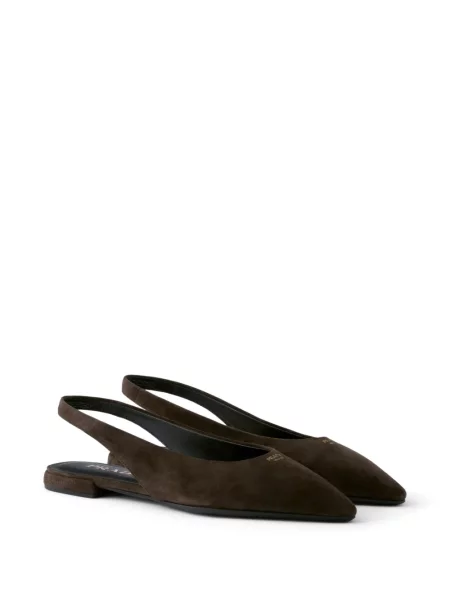 Balerini Prada din piele de căprioară maro