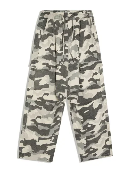 Bershka Pantaloni eleganți bej / kitt / gri / gri închis alb