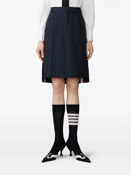 Fusta plisata Thom Browne plisată din țesătură twill albastru