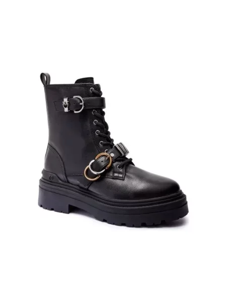 Buty do kostki Pinko skórzane czarne