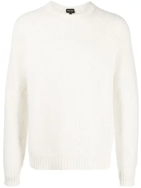 Pulover Giorgio Armani cu broderie de lână alb