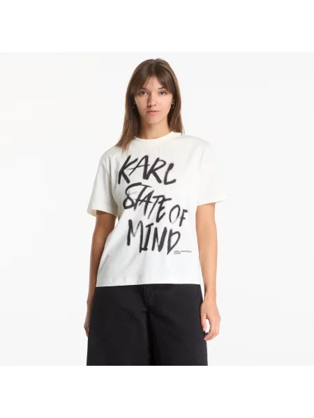 Тениска Karl Lagerfeld Jeans Reg Karlism Tee Egret XS