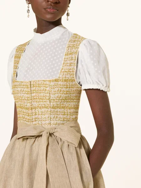 Kinga Mathe Sukienka Dirndl Saranda Z Przędzą Brokatową gelb beżowa