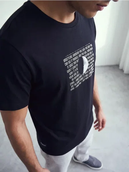 Sinsay tričko s motivem měsíce černá