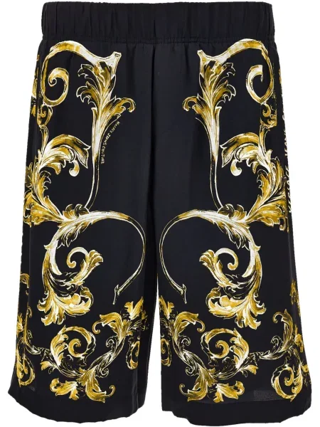 Pantaloni scurți din denim Versace Jeans Couture cu imagine negru