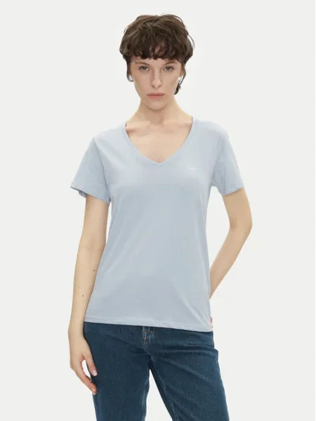 Pepe Jeans tričko MACY V-NECK modrá