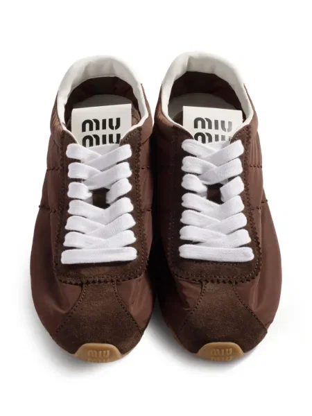Sneakerși Miu Miu din piele de căprioară maro