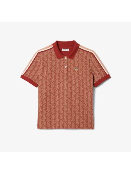Lacoste Dopasowana Koszulka Polo Z Żakardowym Monogramem brązowa