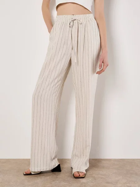 Повсякденні штани JDY SAY HW LINEN WIDE PANT льон/віскоза бежевий