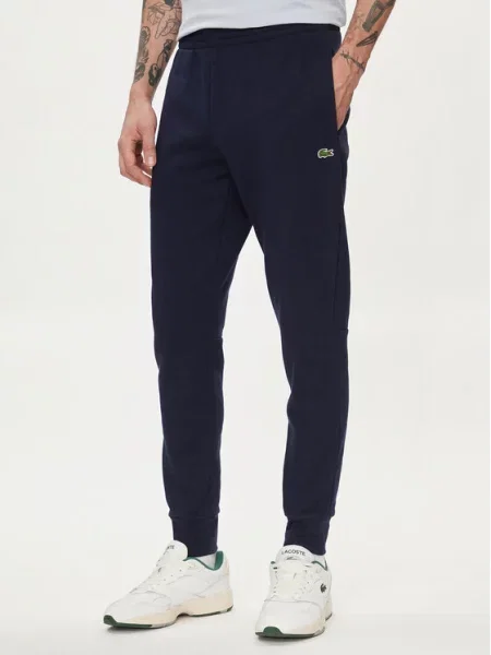Lacoste Spodnie Mężczyzna Niebieski L Spodnie z Haftowanym Logo granatowe