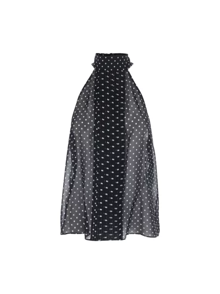 Top Tom Ford w grochy z dekoltem halter z żabotem czarny