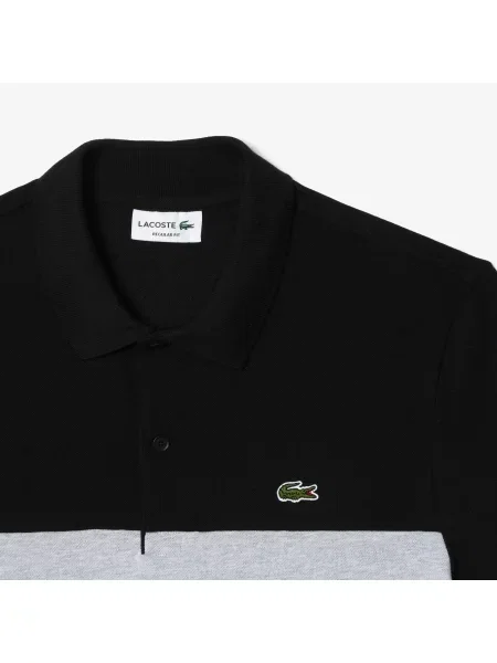Lacoste Koszulka Polo Regular Fit Stretch Piqué Z Blokami Kolorów czarna