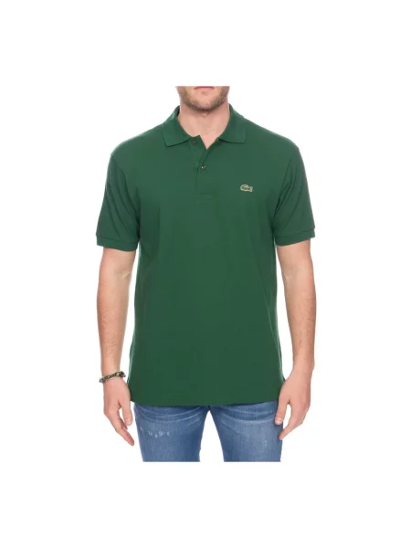 Lniana koszulka polo Lacoste z logo w miejskim stylu zielona