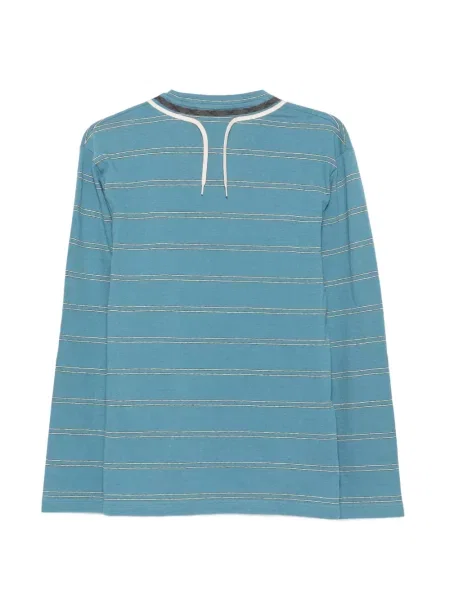 Tricou Craig Green cu dungi cu imagine din dantelă albastru