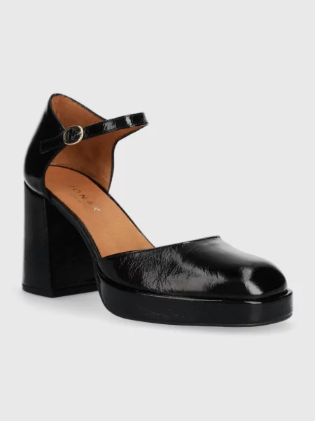 Шкіряні туфлі Jonak VERO CUIR BRILLANT блок чорний