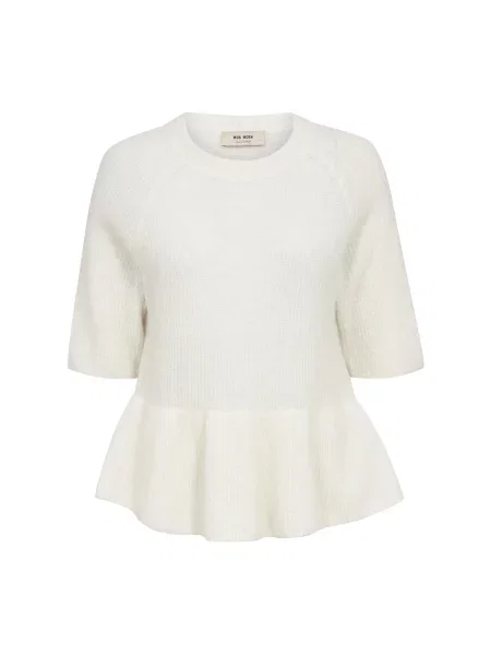 Sweter z dzianiny z mieszanka wełny z alpaki model Thora' Mos Mosh beżowy
