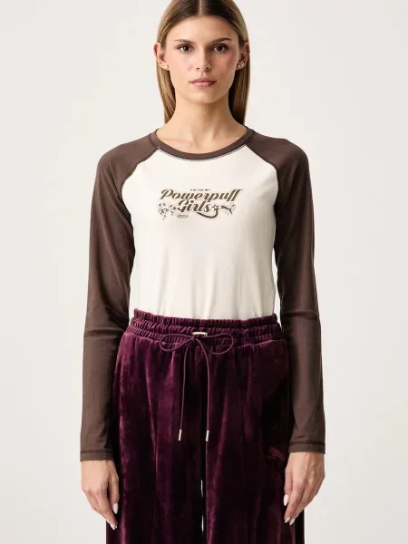 Puma longsleeve damski z X POWER PUFF GIRLS beżowa