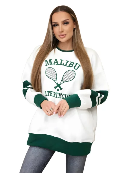 Malibu zateplená mikina ecru + tmavě zelená