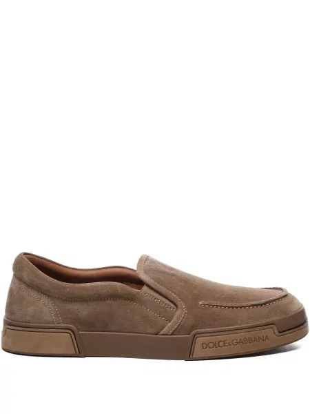 Sneakerși Dolce & Gabbana din piele de căprioară slip-on maro
