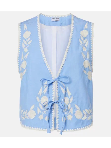 Vestă Juliet Dunn cu broderie albastru