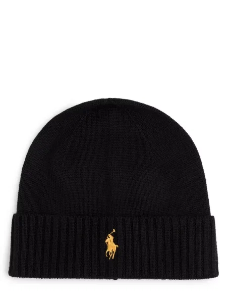 Czapka z czystej wełny Ralph Lauren czarna