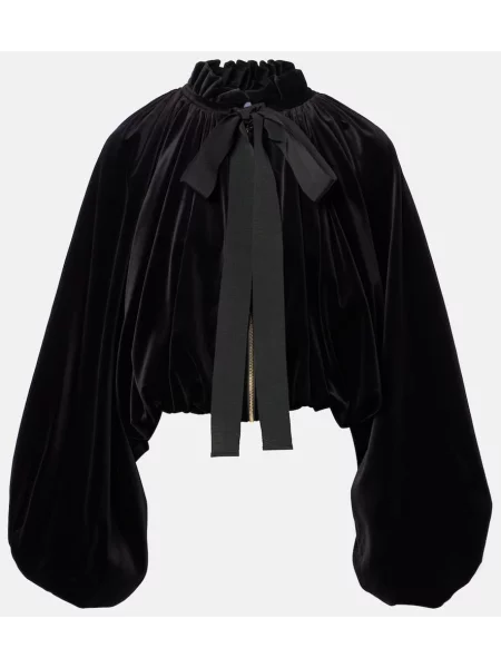 Geacă Patou cu funde de catifea negru