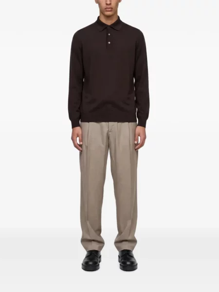 Tricou polo Lardini de lână maro
