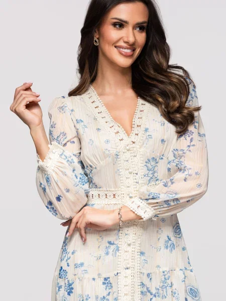 Rochie maxi Edoti din dantelă albastru