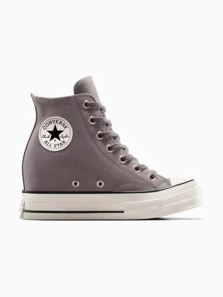 Велурени кецове Converse Chuck 70 Wedge кафяво сиво
