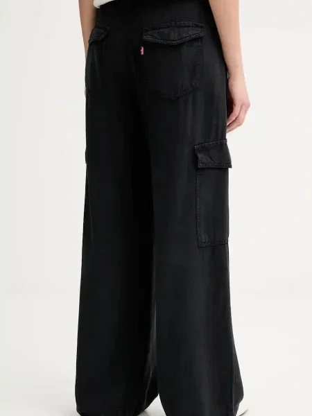 Kalhoty Levi's BAGGY DAD CARGO široké high waist černá