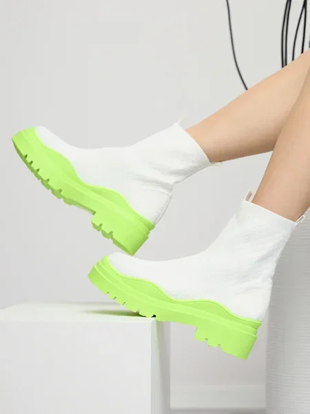 Botine Resti fără toc alb