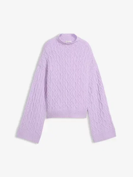 Sweter z warkoczowym splotem fioletowy