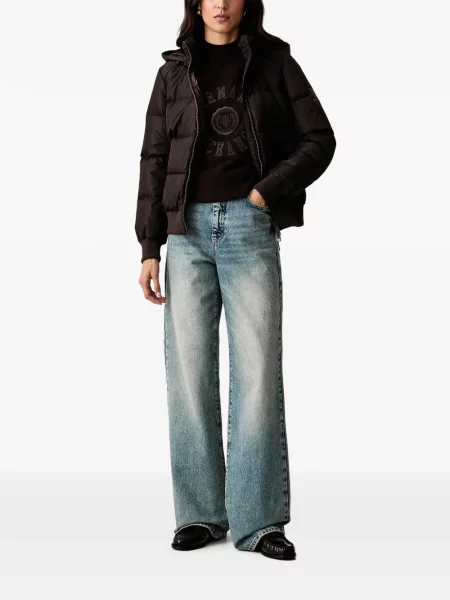 Geacă Armani Exchange cu glugă maro